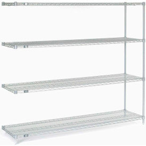 Nexel, Nexelate, Silver Epoxy, 5 Tier, Wire Shelving Add-On Unit, 60"W x 24"D x 86"H