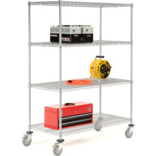 Nexelate Wire Shelf Truck w/Brakes, 1200 lb. Capacity, 36"L x 24"W x 80"H