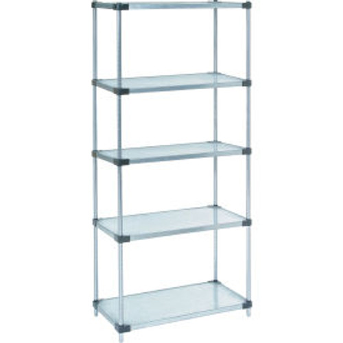 Nexel Galvanized Steel, 5 Tier, Solid Shelving Starter Unit, 54"Wx24"Dx74"H