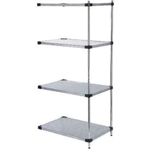 Nexel Galvanized Steel, 4 Tier, Solid Shelving Add-On Unit, 48"Wx24"Dx54"H