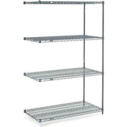 Nexel Nexelon, 4 Tier, Wire Shelving Add-On Unit, 48"W x 14"D x 74"H