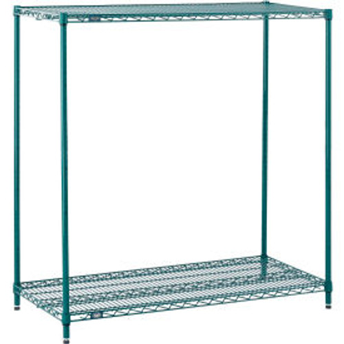 Nexel Poly-Green, 2 Tier, Wire Shelving Starter Unit, 42"W x 24"D x 34"H