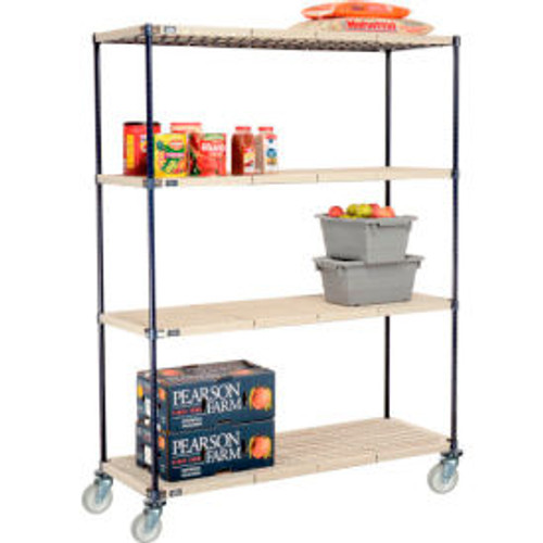 Nexelite Plastic Mat Shelf Truck w/Poly Swivel Casters, 60"L x 24"W x 80"H, White