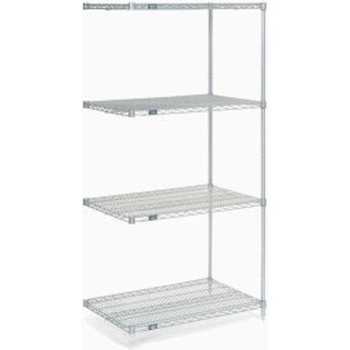 Nexel Chrome, 5 Tier, Wire Shelving Add-On Unit, 24"W x 18"D x 74"H