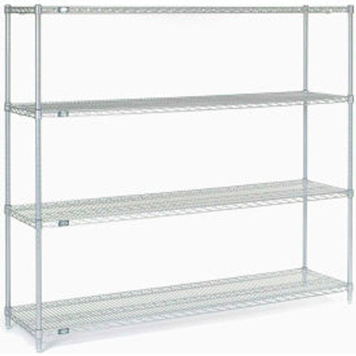 Nexel, Nexelate, Silver Epoxy, 5 Tier, Wire Shelving Starter Unit, 60"W x 24"D x 86"H