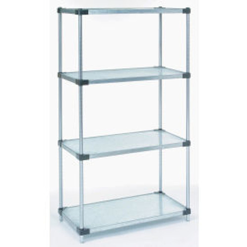 Nexel Galvanized Steel, 4 Tier, Solid Shelving Starter Unit, 24"Wx18"Dx74"H