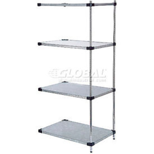 Nexel Galvanized Steel, 4 Tier, Solid Shelving Add-On Unit, 54"Wx18"Dx63"H