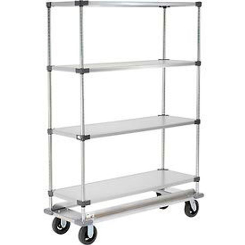 Nexel Galvanized Shelf Truck w/Dolly Base, 1600 lb. Capacity, 48"L x 24"W x 81"H, Gray