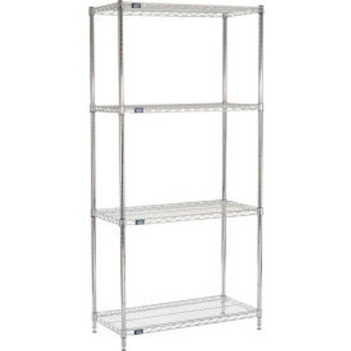 Nexel Chrome, 5 Tier, Wire Shelving Starter Unit, 42"W x 18"D x 74"H