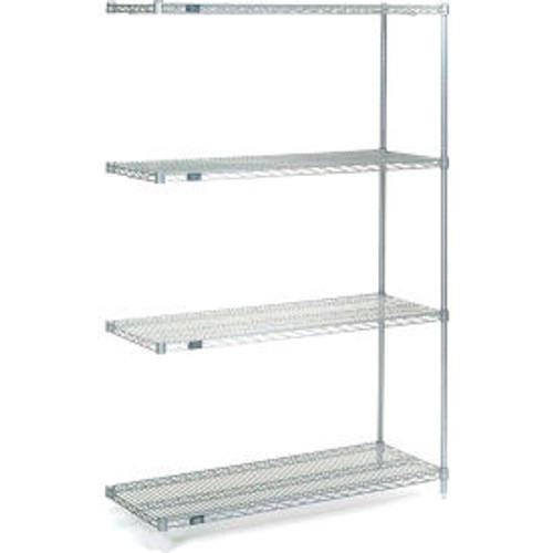 Nexel Stainless Steel, 5 Tier, Wire Shelving Add-On Unit, 54"W x 24"D x 86"H