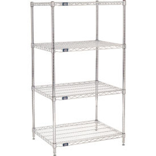 Nexel Chrome, 4 Tier, Wire Shelving Starter Unit, 30"W x 24"D x 54"H