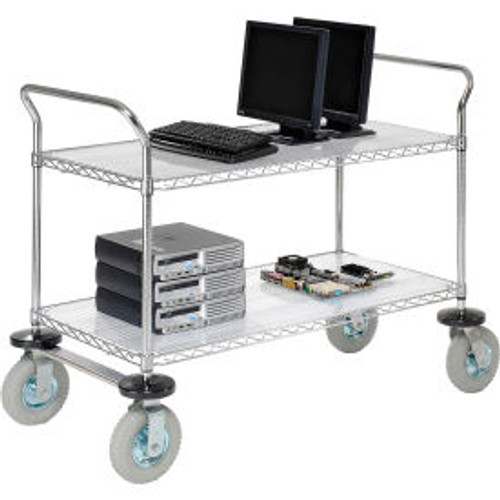 Nexel Chrome Wire Shelf Instrument Cart w/2 Shelves, 1200 Ib. Capacity, 48"L x 24"W x 44"H
