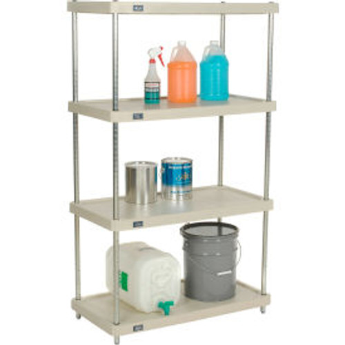 Nexel Plastic, 4 Tier, Solid Shelving Unit, Chrome Posts, 36"W x 18"D x 74"H