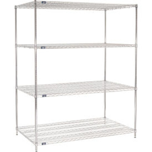 Nexel Chrome, 4 Tier, Wire Shelving Starter Unit, 60"W x 36"D x 86"H