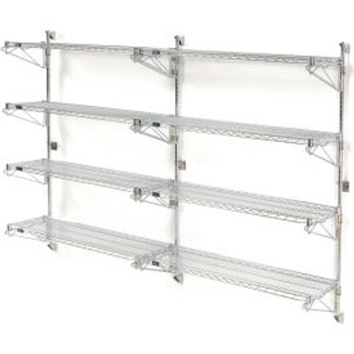 Nexel Chrome Wall Mount Wire Shelving 54"W x 14"D x 63"H 4 - Shelf Add-On