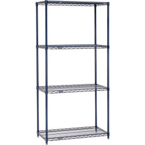 Nexel Nexelon, 4 Tier, Wire Shelving Starter Unit, 48"W x 24"D x 86"H