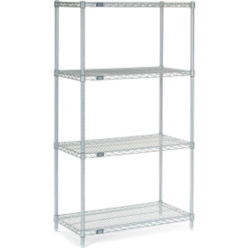 Nexel, Nexelate, Silver Epoxy, 4 Tier, Wire Shelving Starter Unit, 36"W x 18"D x 63"H