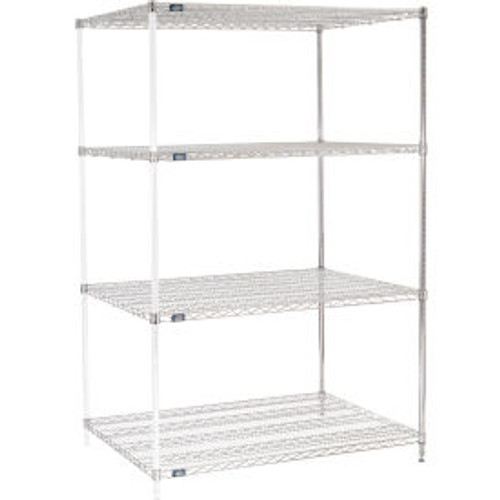 Nexel Chrome, 4 Tier, Wire Shelving Add-On Unit, 48"W x 36"D x 86"H