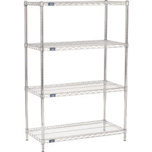 Nexel Chrome, 4 Tier, Wire Shelving Starter Unit, 42"W x 18"D x 54"H