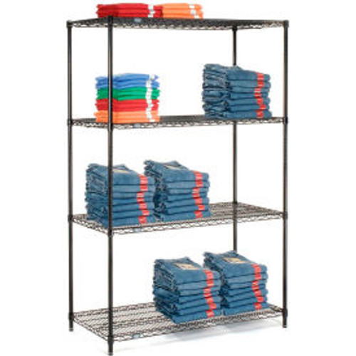 Nexel Black Epoxy, 5 Tier, Wire Shelving Starter Unit, 42"W x 24"D x 74"H