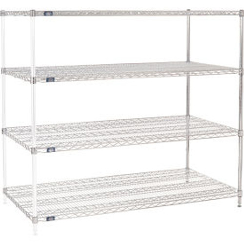 Nexel Chrome, 4 Tier, Wire Shelving Add-On Unit, 60"W x 30"D x 54"H