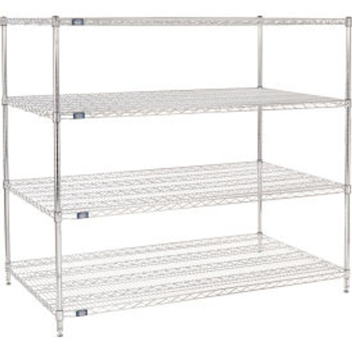 Nexel Chrome, 4 Tier, Wire Shelving Starter Unit, 60"W x 36"D x 63"H