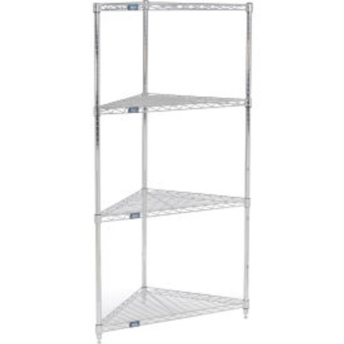 Nexel Chrome, 4 Tier, Corner Wire Shelving 32"W x 24"D x 63"H