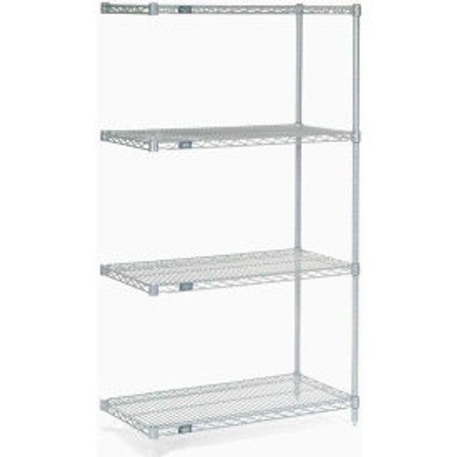 Nexel, Nexelate, Silver Epoxy, 5 Tier, Wire Shelving Add-On Unit, 54"W x 18"D x 63"H