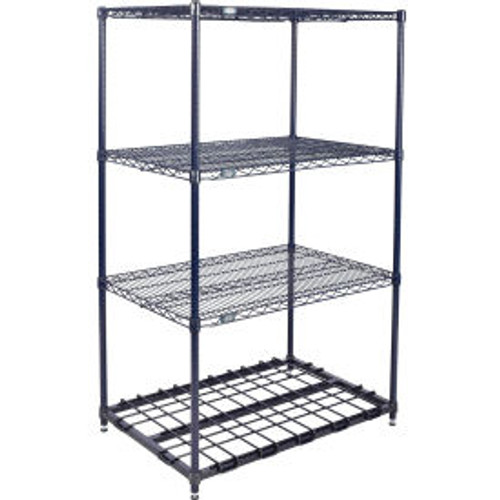 Nexel Nexelon, 4 Tier, Wire Shelving Unit, 1 Heavy Duty Shelf, 60"W x 24"D x 74"H