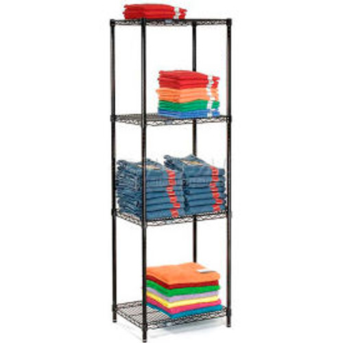 Nexel Black Epoxy, 4 Tier, Wire Shelving Starter Unit, 30"W x 14"D x 74"H