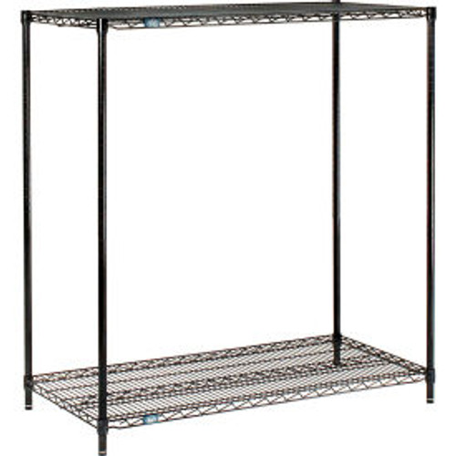 Nexel Black Epoxy, 2 Tier, Wire Shelving Starter Unit, 30"W x 18"D x 34"H