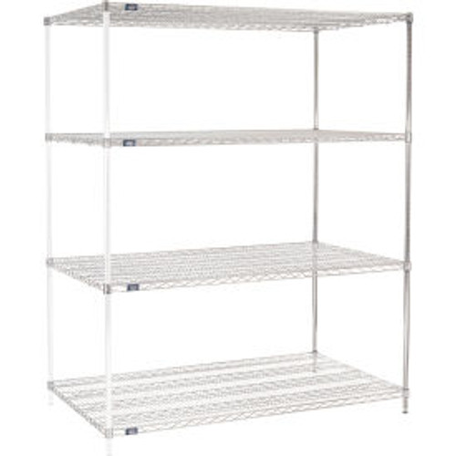 Nexel Chrome, 4 Tier, Wire Shelving Add-On Unit, 72"W x 36"D x 86"H