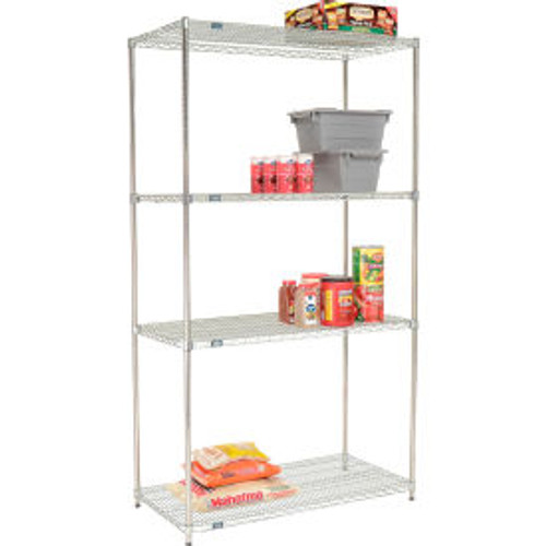 Nexel Poly-Z-Brite, 4 Tier, Quick Adjust, Wire Shelving Starter Unit, 48"W x 24"D x 86"H