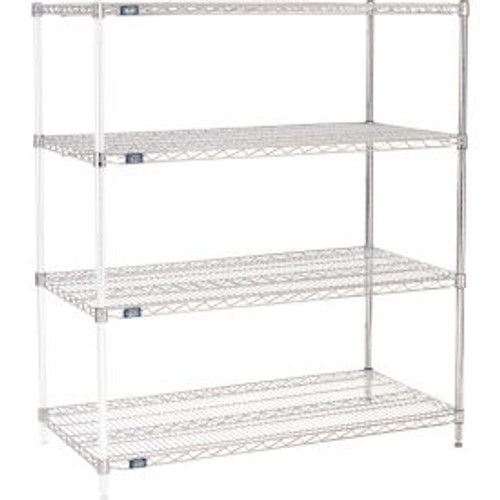 Nexel Chrome, 4 Tier, Wire Shelving Add-On Unit, 54"W x 24"D x 54"H