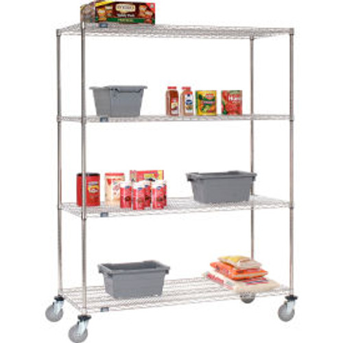 Nexel Stainless Steel Wire Shelf Truck, 1200 lb. Capacity, 60"L x 24"W x 69"H