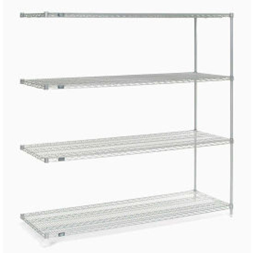 Nexel Stainless Steel, 5 Tier, Wire Shelving Add-On Unit, 72"W x 24"D x 74"H