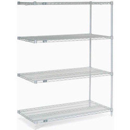 Nexel Stainless Steel, 5 Tier, Wire Shelving Add-On Unit, 48"W x 24"D x 74"H