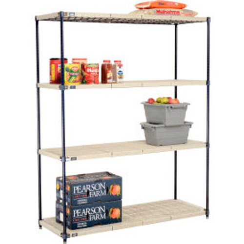 Nexel, Nexelite, 4 Tier, Vented Plastic Mat Shelving Unit, 60"W x 24"D x 74"H