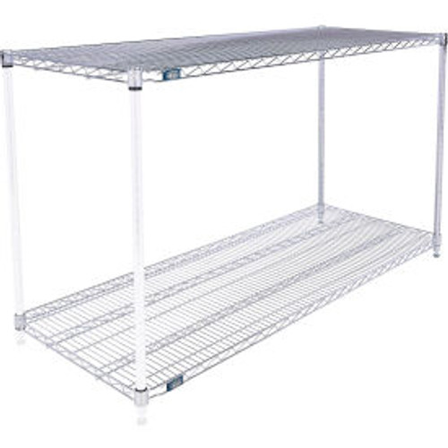 Nexel Chrome, 2 Tier, Wire Shelving Add-On Unit, 60"W x 24"D x 34"H