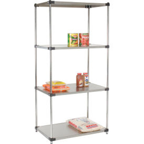 Nexel Solid Stainless Steel, 4 Tier, Starter Unit, 36"W x 24"D x 74"H