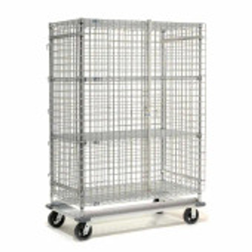  Dolly Base Security Truck, Chrome, 24"W x 36"L x 70"H, Rubber, 2 Swivel, 2 Rigid Casters