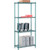 Nexel 4 Shelf, Poly-Green Wire Shelving Unit, Starter, 36"W x 12"D x 74"H