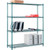 Nexel 4 Shelf, Poly-Green Wire Shelving Unit, Starter, 60"W x 14"D x 74"H