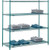 Nexel 4 Shelf, Poly-Green Wire Shelving Unit, Starter, 60"W x 21"D x 54"H