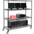 Nexel 4-Shelf Mobile Wire Computer LAN Workstation, 60"W x 24"D x 69"H, Black