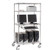 Nexel 4-Shelf Mobile Wire Computer LAN Workstation w/Keyboard Tray, 36"W x 24"D x 69"H, Chrome