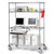 Nexel 4-Shelf Mobile Wire Computer LAN Workstation w/Keyboard Tray, 60"W x 24"D x 69"H, Chrome