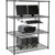 Nexel 4-Shelf Wire Computer LAN Workstation with Keyboard Tray, 48"W x 24"D x 63"H, Black