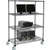 Nexel 4-Shelf Mobile Wire Computer LAN Workstation, 48"W x 24"D x 69"H, Black