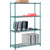 Nexel 4 Shelf, Poly-Green Wire Shelving Unit, Starter, 48"W x 14"D x 74"H